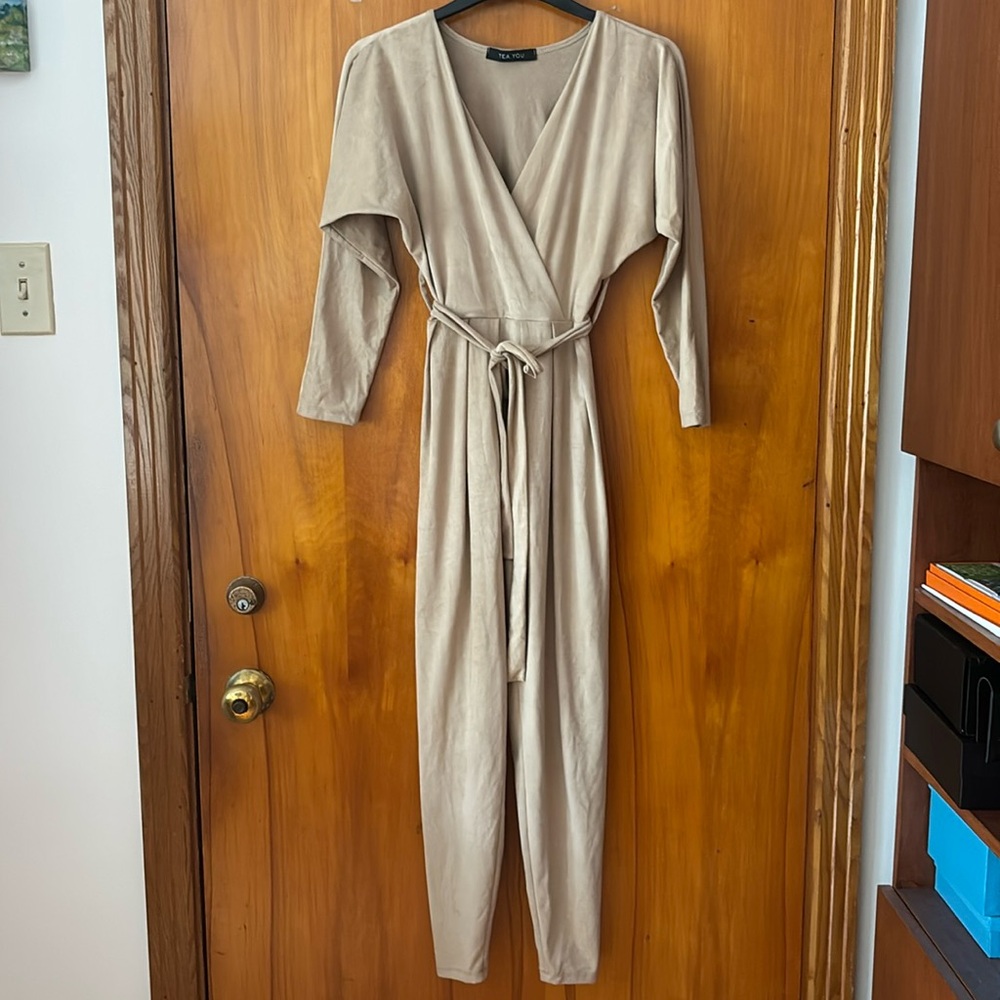Tea You  Faux Suede Jumpsuit -NWOT